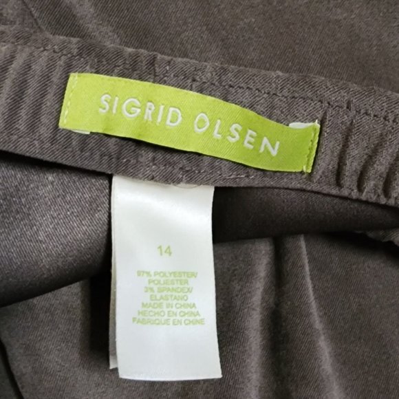 SIGRID OLSEN Solid All Tan Brown Suede Side Zip Zipper Pants Womens Size 14 - Picture 3 of 6
